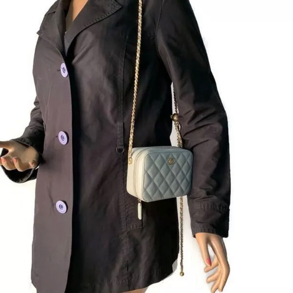 Authentic CHANEL Grey Lambskin Pearl Crush Mini Vanity Camera bag - Picture 12 of 13